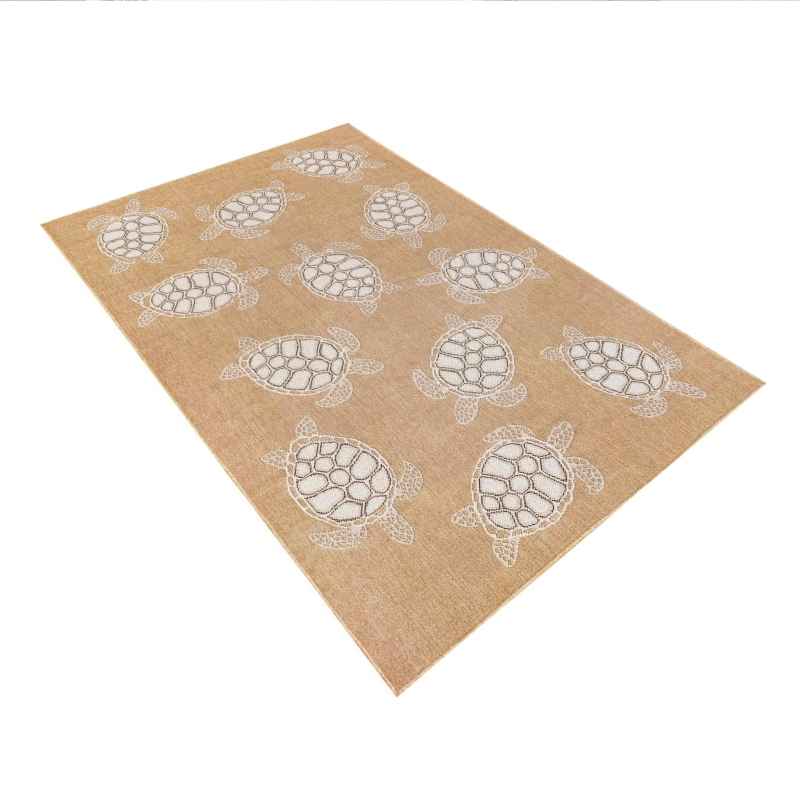 Indoor/Outdoor Textured Sea Turtles Polypropylene Rug, 4'10